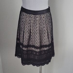 UINIS Black Floral Lace Mini Skirt With Scalloped Hem